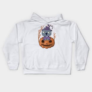 Pumpkin and kitten Kids Hoodie